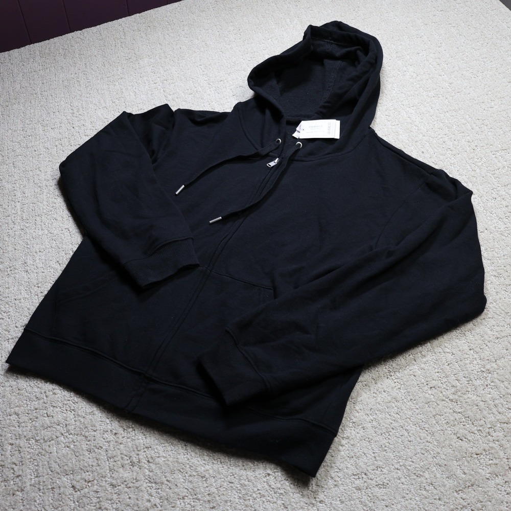 Auden Womens Black Full Zip Hoodie Sweatshirt Small NWT BI-048